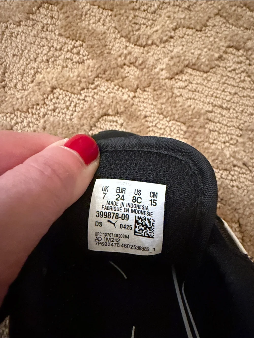 Puma Kids Black and White Velcro Athletic Sneakers